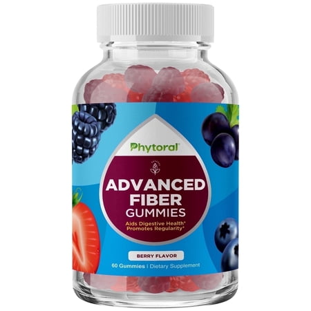 Phytoral Advanced Fiber Gummies for Adults with Chicory Root & Prebiotic Fiber, Digestive Health & Immune Aid, 60 Count