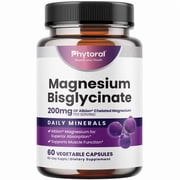 Phytoral Magnesium Bisglycinate Capsules, Magnesium Supplement, 200 mg, 60 Count