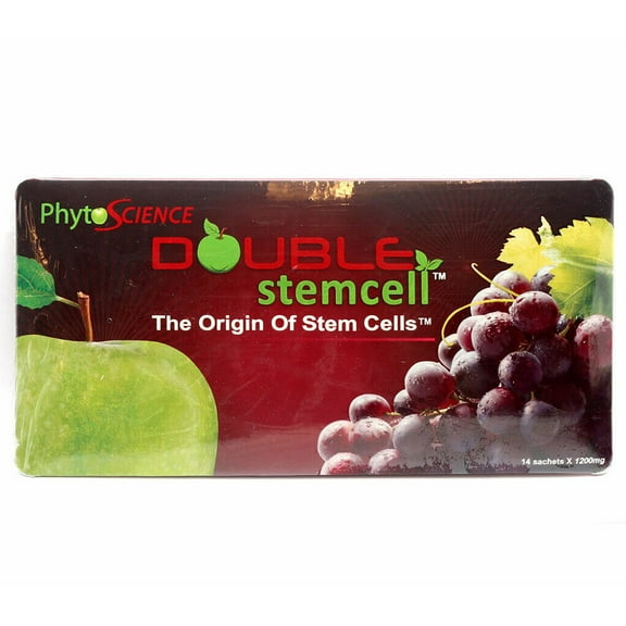 Phytoscience Double Stem Cell Anti Aging Supplement Acai Berry Extract Blueberry Reduce Wrinkles Pores Pimples Fine Lines Skin Texture (14 Sachets)