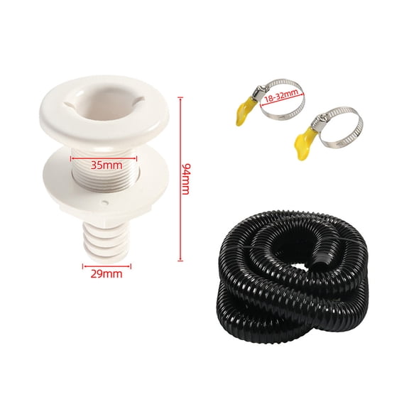 Phyun 1-1/8 Inch Hose Bilge Pump Installation Kit For Boats - Hose, Thru Hull & Clamps