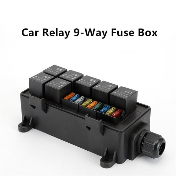 Phyun 12V 9-Way Fuse Relay Box With 4-Pin 40A Relays And Fuses For Car Truck