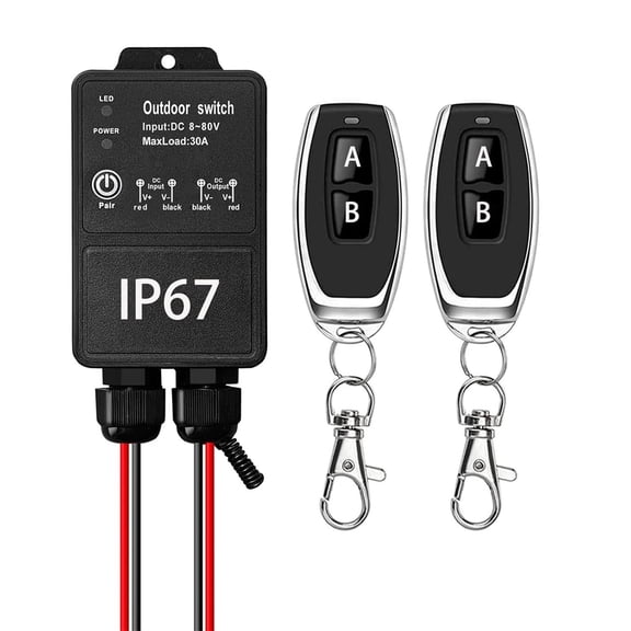 Phyun 12V Remote Control Switch. IP67 Waterproof DC8-80V 30A Relay Wireless (DC 8-80V)