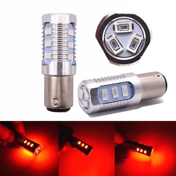 Phyun 2Pcs 1157 Red Flashing Strobe Rear Alert Safety Brake Tail Stop LED Light Bulbs