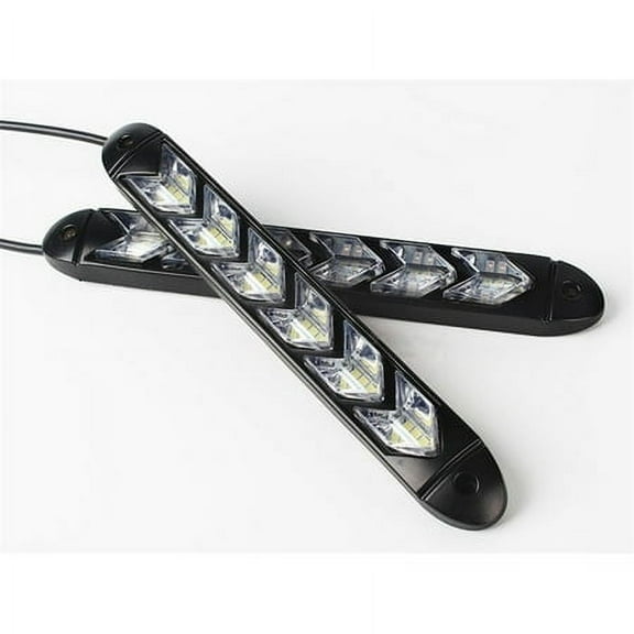 Phyun 2Pcs 18cm 54LED Strip Car Flowing Turn Signal Lamp DRL Running Light White/Amber