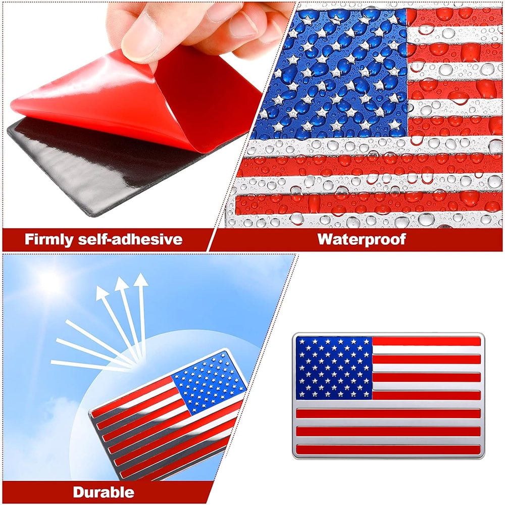 2Pcs Car Truck Metal USA Flag Sticker American Decal Body Emblem Accessories - Foto 4
