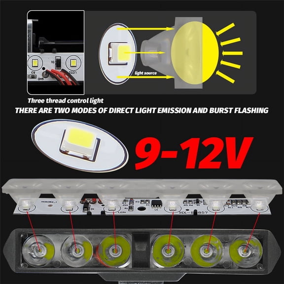 Phyun 2Pcs DRL Flash 6LED Motorcycle Headlight SpotLights Auxiliary High Brightness Lamp