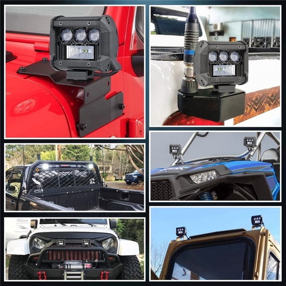 Phyun 4'' 80W 8000Lm Led Light Bar Quad Row Spot Flood Beam Cubes Work Light Waterproof Driving Light Waterproof Fog Light For Off Road Utv Truck Atv Suv Jeep Boat