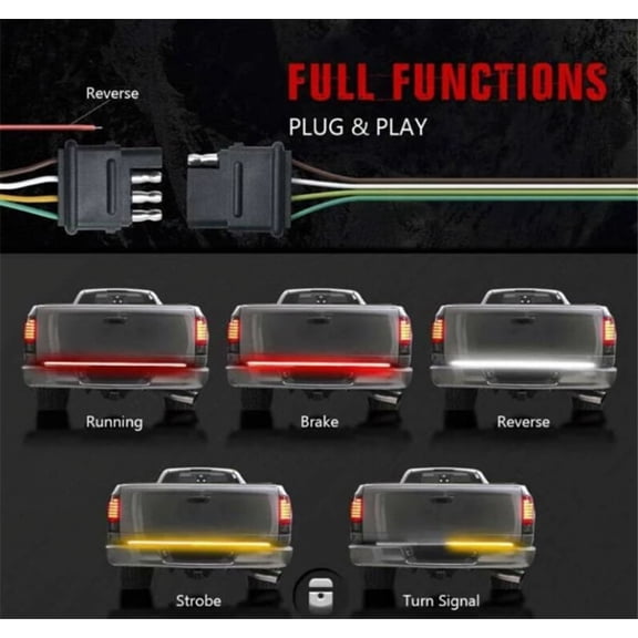 Phyun 49" Led Truck Tailgate Strip Light Bar Auto Four Row With Turn Signal Brake Reverse Light For Car Jeep Pickup Suv 12V