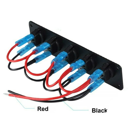 Phyun 5 Gang Toggle Rocker Switch Panel For Car Boat Marine Rv Truck Blue Led 12V