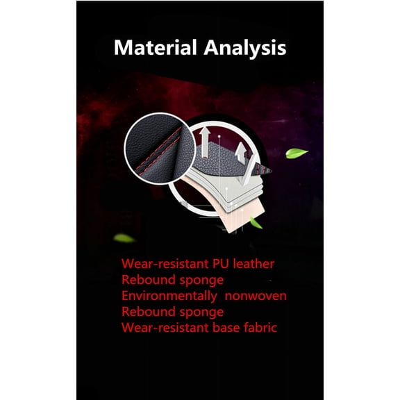 Phyun Black Red Line PU Leather Car Seat Covers Full Set 5-Seats Front+Rear Cushion US