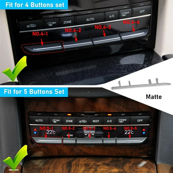 Striscia Rivestimento Pulsante Interruttore Climatizzatore Per Mercedes W212 Classe E 2008-2014 - Colore Argento Opaco - Ricambio In ABS