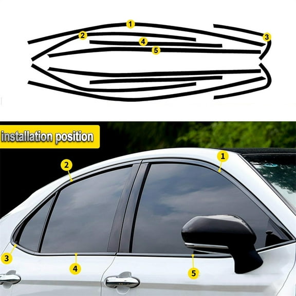 Phyun Chrome Delete Blackout Overlay Window Trim Bright Black For Toyota Camry 2018-23