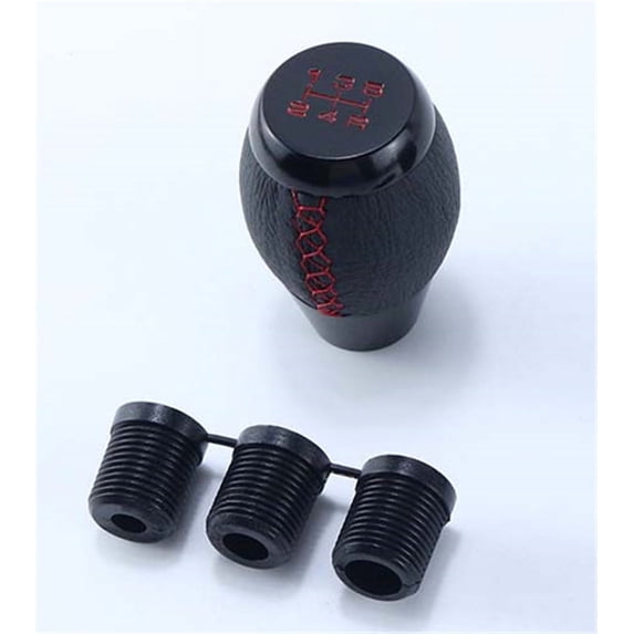 Phyun For Honda Civic Si 5 Speed Black Leather Shift Knob+Suede Boot Red Stitch Combo