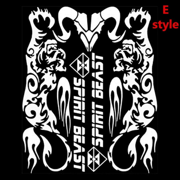 Phyun Motorcycle Wolf Totem Flame Stripes gas tank vinyl sticker decal Universal 37x30cm G Style White