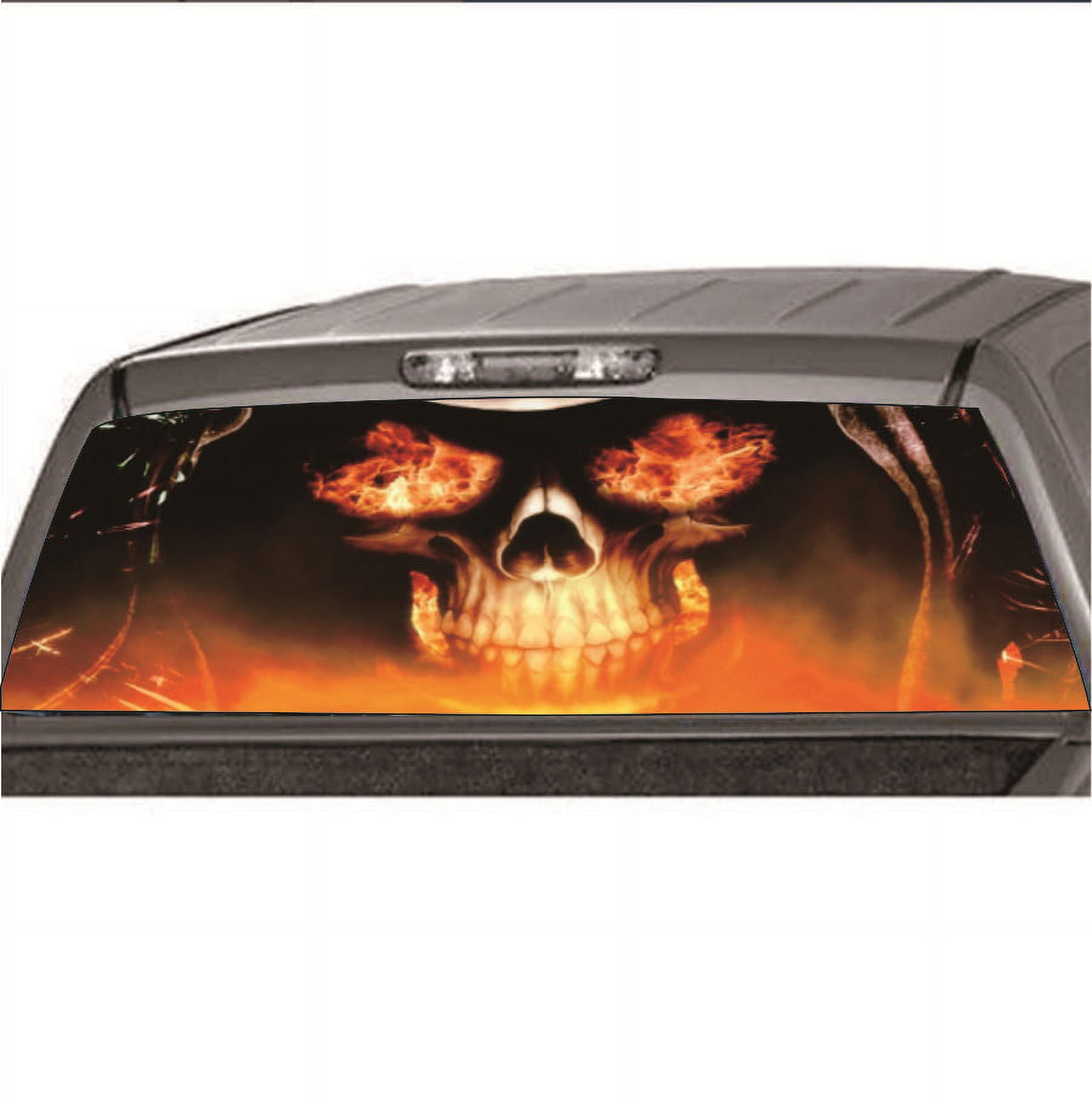 Phyun Rear Window Flaming Skull Sticker Rear Window Sticker For Suv 135x36cm 1752