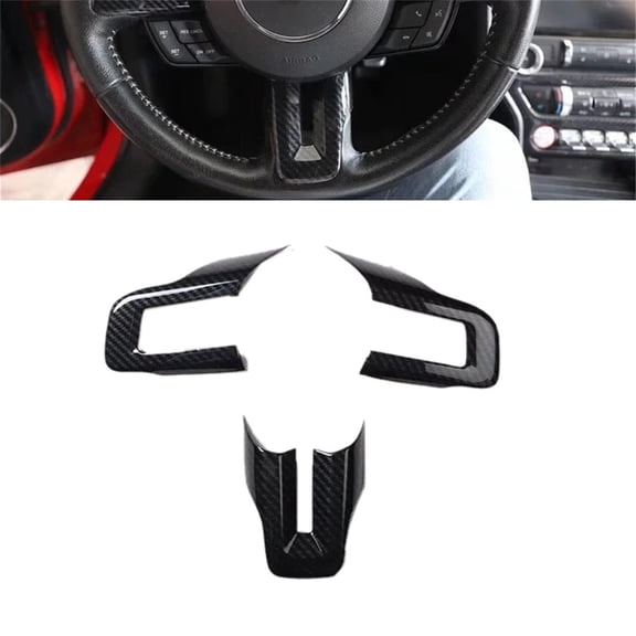 Phyun Steering Wheel Cover Trim Carbon Fiber Look Interior For Ford Mustang 15+ Accessories