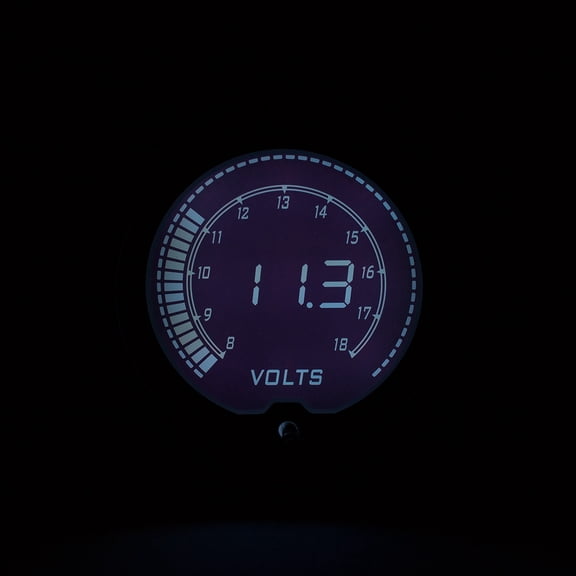 Phyun Universal 7 Colors Car 2"/52mm Diameter Volt Gauge 57mm*52mm*38mm Black Housing