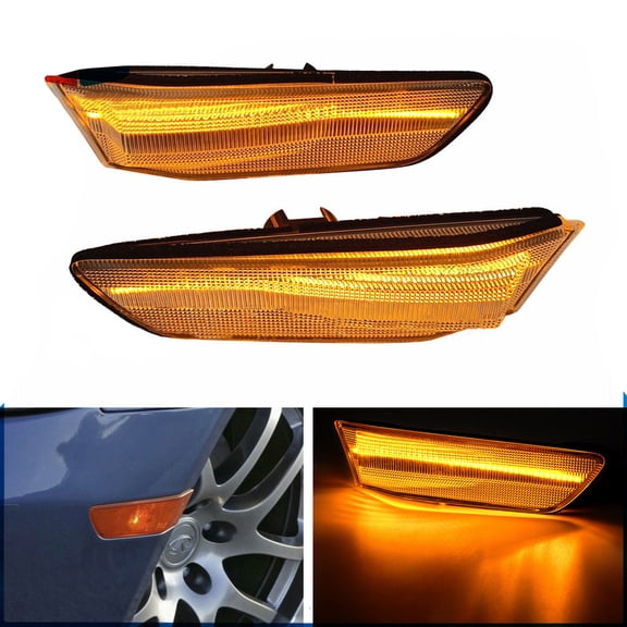 Phyun White Shell Sequential Switchback LED Side Marker Signal Lights for 03-07 Infiniti G35 Coupe