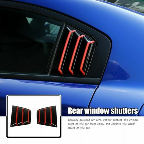 Phyun Window Scoop Side Louver Air Vent Cover With Trim Glossy Black & Red For 2011-21 Dodge Charger
