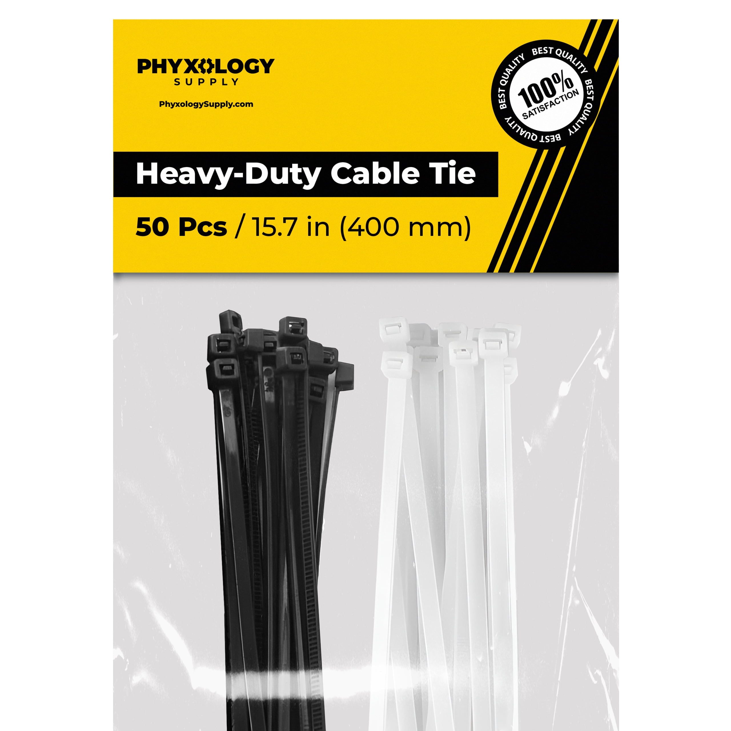 Secure Cable Ties 16 Inch Black Heavy Duty Mount Head Cable Tie - 100 Pack  