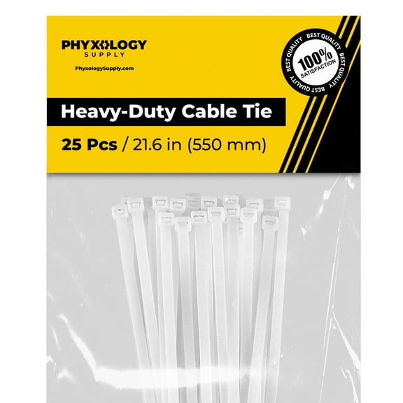 Phyxology 22" XL Long White Heavy Duty Nylon Zip Ties, Bulk Pack