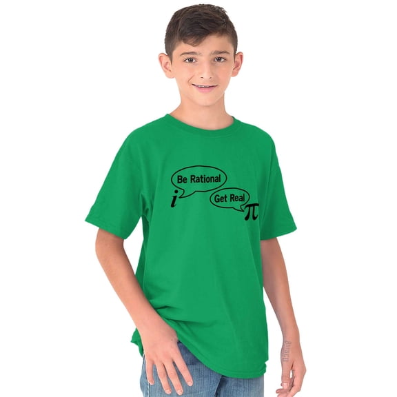 Pi Be Rational Get Real Math Geek Crewneck T Shirts Boy Girl Teen Brisco Brands XS