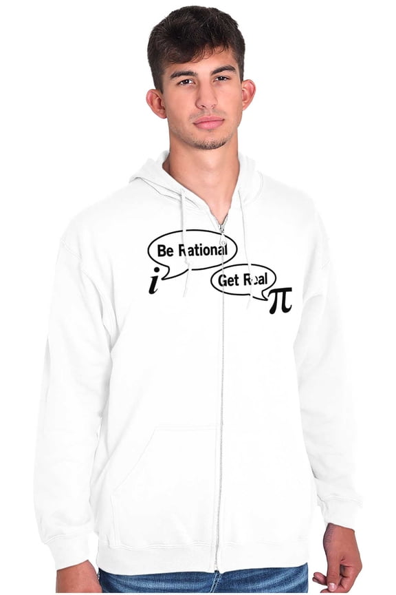Pi Be Rational Get Real Math Geek Unisex Fleece Graphic Zip Up Hoodie Brisco Brands 4X
