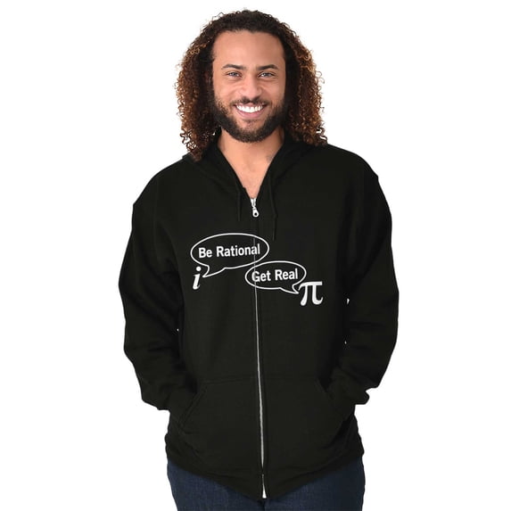 Pi Be Rational Get Real Math Geek Zip Up Hoodie Men's Women's Brisco Brands S