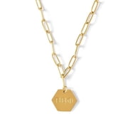 Pi Beta Phi Necklace, 18k Gold Plated Paperclip Style Chain with Sorority Letters Pendant