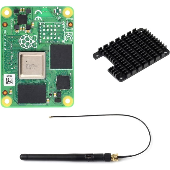 Pi Compute Module 4 Comes with an Official CM4002016 (Without Wireless, 2GB RAM, 16GB eMMC Flash), an Antenna Kit and a HEATSINK. (3 Items)