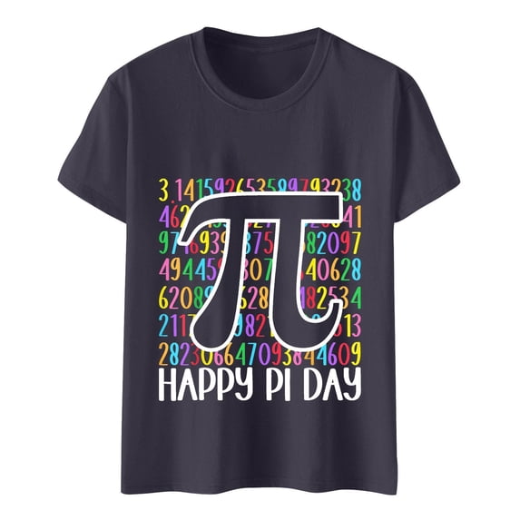 Pi Day Celebration Graphic Printed Women's Casual T-Shirt Top For Everyday Comfort Oversized T-shirts Short Sleeve Crewneck Casual Tops