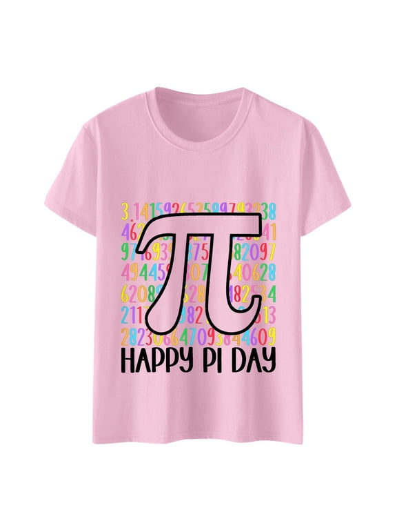 Pi Day Celebration Graphic Printed Women's Casual T-Shirt Top For Everyday Comfort Oversized T-shirts Short Sleeve Crewneck Casual Tops