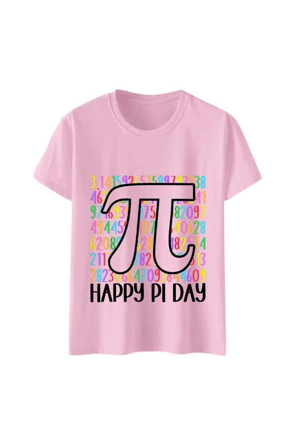 Pi Day Celebration Graphic Printed Women's Casual T-Shirt Top For Everyday Comfort Oversized T-shirts Short Sleeve Crewneck Casual Tops