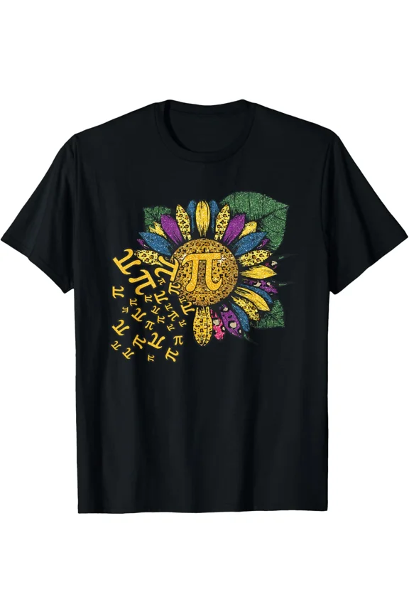 Pi Day Cute Sunflower 3.14 Pi Number Symbol Math Science Top Unisex T-Shirt, S-5XL