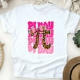 thumbnail image 1 of Pi Day Math Teacher Shirt – Cheetah Pi Graphic with Pencil Bow & Pink Lettering, White, Size S, 1 of 6