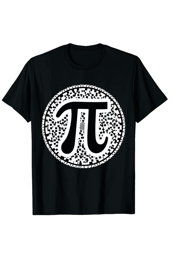 Pi Day Math Teacher T-Shirt - Funny Science Nerd STEM Geek Graphic Tee - Men Women Adult Short Sleeve Black Top - Geometric Fractal Design