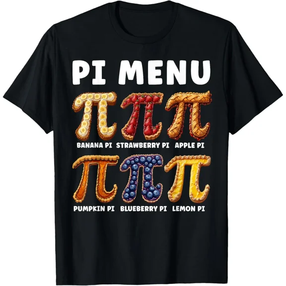 Pi Day Menu Symbol Three Point Fourteen Funny Math Lover Pun Unisex T-Shirt, S-5XL