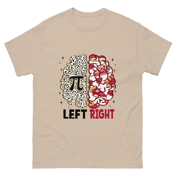 Pi Day Shirt, Funny Pi Day Shirt, Left Vs Right Brain Shirt (Sand, L)