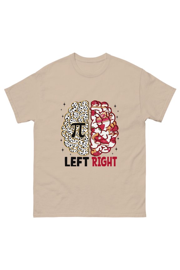 Pi Day Shirt, Funny Pi Day Shirt, Left Vs Right Brain Shirt (Sand, M)
