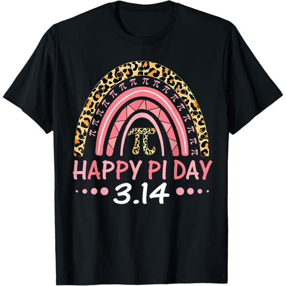 Pi Day Shirt Pi Math Teacher 3.14 Leopard Rainbow T-Shirt