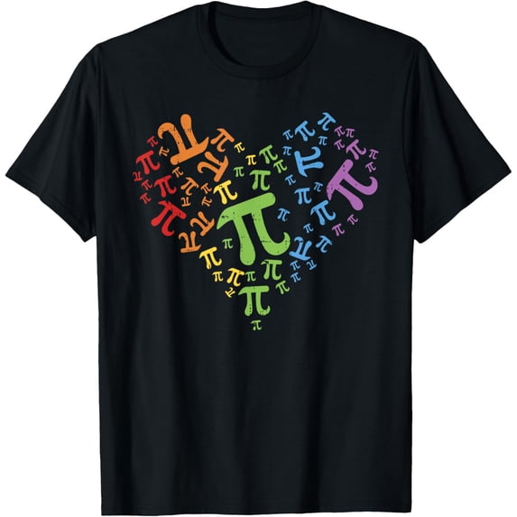 Pi Day Shirt Rainbow Heart Math LGBT Gay Lesbian Pride Gift T-Shirt men and women can wear, black, white, gifts