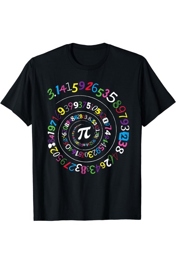 Pi Day Shirt Spiral Pi Color Numbers Teacher Student T-Shirt