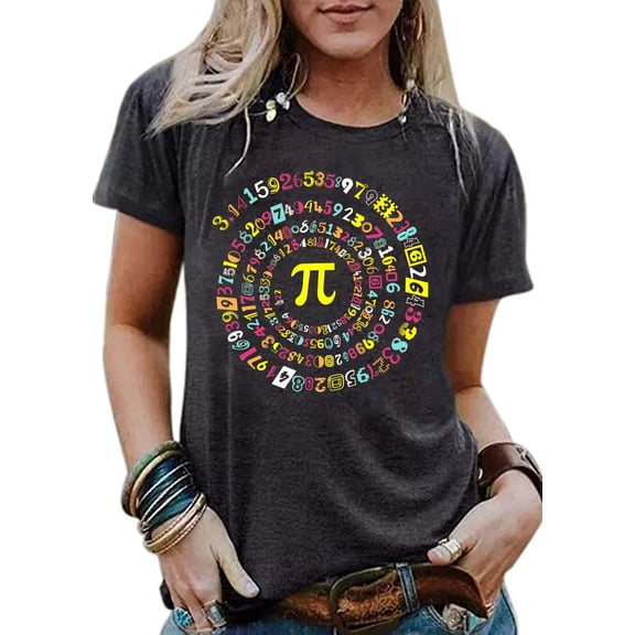 Pi Day Shirt Women Math Teacher Shirts 3.14 Pi Symbol Graphic T-Shirt Happy Pi Day Short Sleeve Tee Top