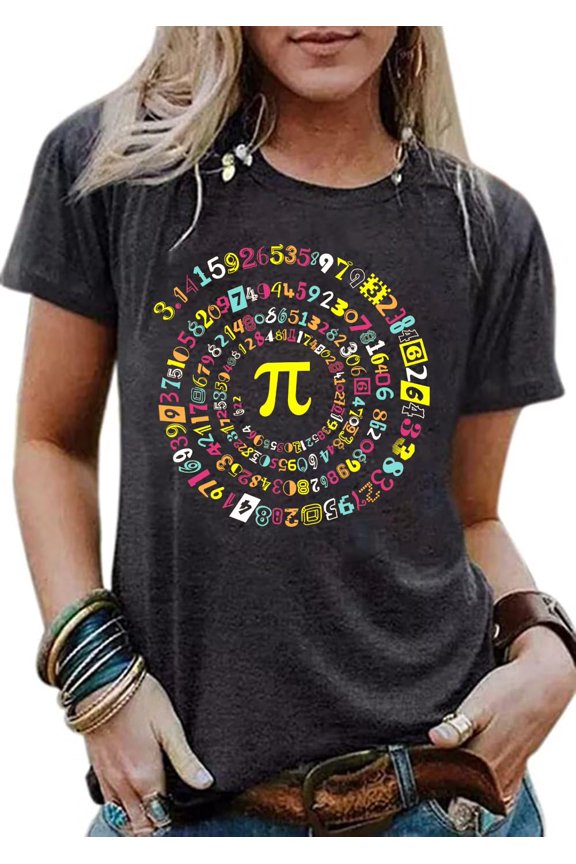Pi Day Shirt Women Math Teacher Shirts 3.14 Pi Symbol Graphic T-Shirt Happy Pi Day Short Sleeve Tee Top