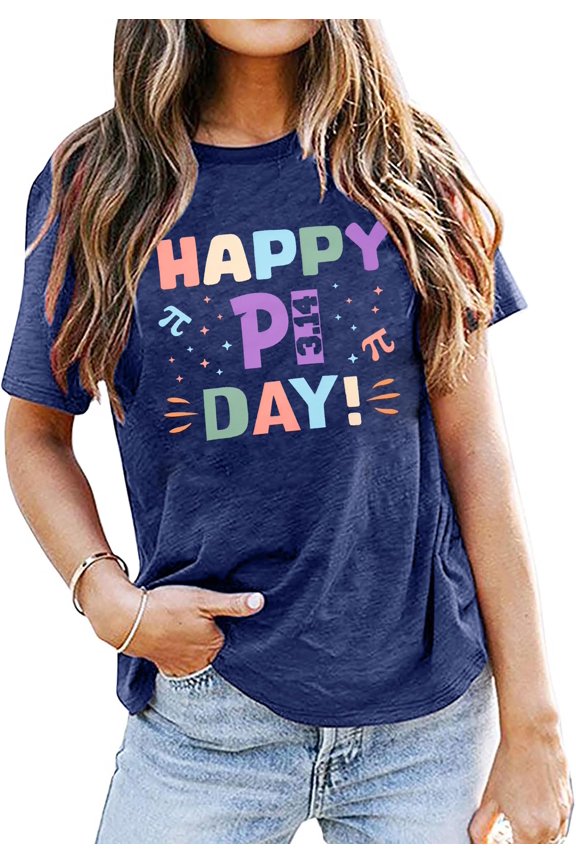 Pi Day Shirt Women Math Teacher Shirts Happy Pi Day Tee 3.14 Graphic Casual Short Sleeve Top