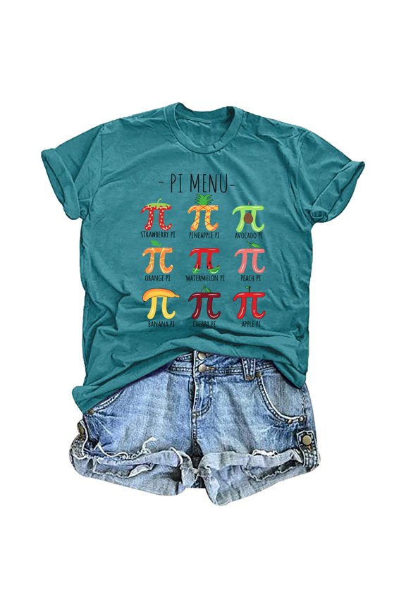 Pi Day Shirt Women Math Teacher T-Shirt Pi Menu 3.14 Pi Symbol Shirts Math Teacher Gift Casual Tee Tops