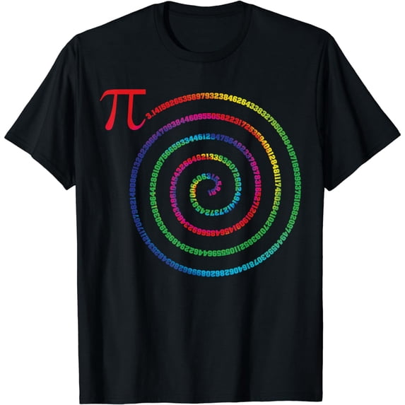 Pi Day Spiral March 14 Tie Dye Rainbow Math Geek Tee T-Shirt