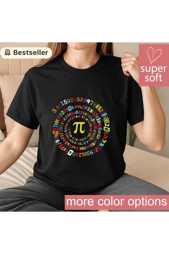 Pi Day Spiral Shirt, Math Teacher Tee, Infinity Pi Symbol Top, Geometry Graphic, 3.14 Number Spiral , Science Nerd Shirt