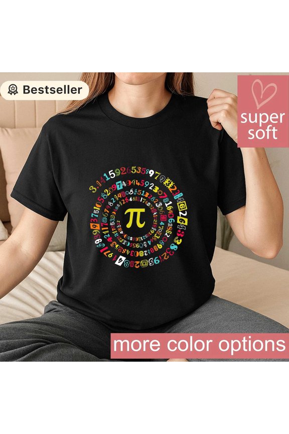 Pi Day Spiral Shirt, Math Teacher Tee, Infinity Pi Symbol Top, Geometry Graphic, 3.14 Number Spiral , Science Nerd Shirt