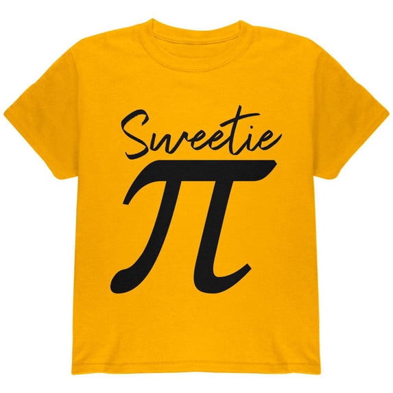Pi Day Sweetie Math Pun Youth T Shirt Gold YXL